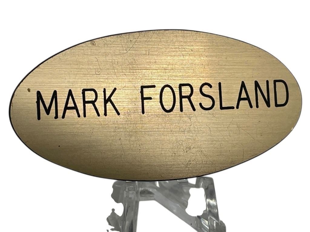 Twin Peaks (1990[x=#8211/]1991) - Great Northern Hotel Name Tag: Twin Peaks (1990[x=#8211/]1991) - Great Northern Hotel Name Tag.Comes with a Letter of authenticty from prop master Jeff Moore.Original prop name tag for "Mark Forsland", for the Northern Hotel used i