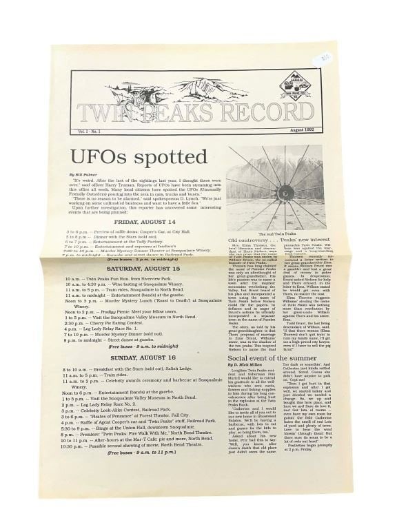 Twin Peaks (1990[x=#8211/]1991) - Twin Peaks Record Newsletter (1 of 4)