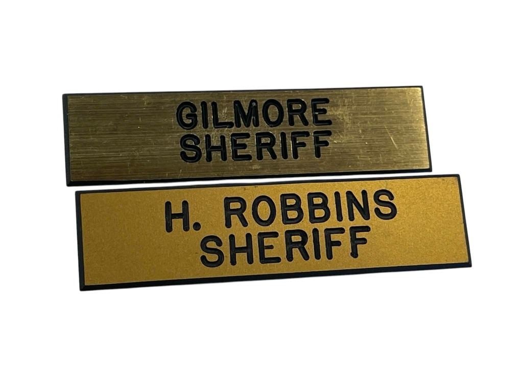 Falcon Crest (1981[x=#8211/]1990) - Set of 2 Sheriff Name Badges (Sheriff Dan Robbins and Floyd Gilm (1 of 3)