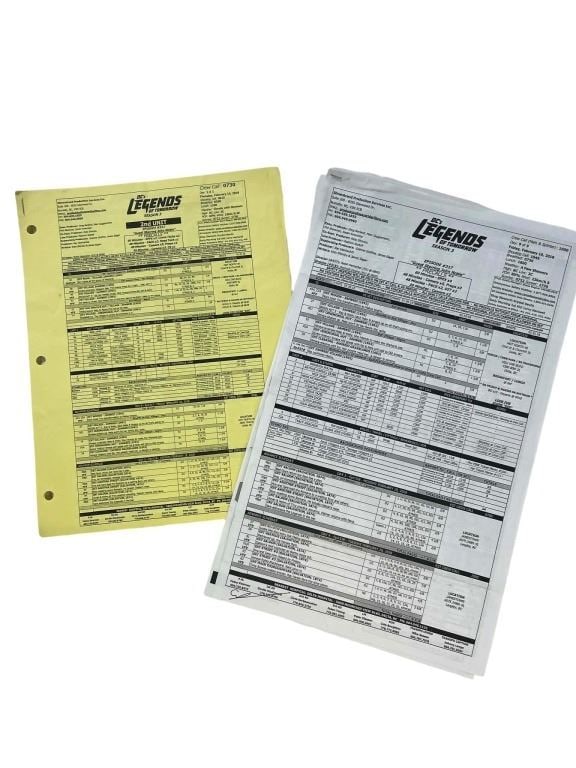 Legends of Tomorrow (2016-2022) - Call Sheets: Legends of Tomorrow (2016-2022) - Call Sheets.Original call sheets with hand written annotation used on the time travel superhero television show 'Legends of Tomorrow' (2016-2022), where time-travelin