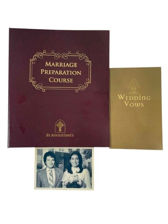 License to Wed (2007) - Wedding Picture and Vows/Preperation Folders.: License to Wed (2007) - Wedding Picture and Vows/Preperation Folders.Original wedding picture along with a wedding vows and wedding preperation course folders used in the Ken Kwapis directed romantic