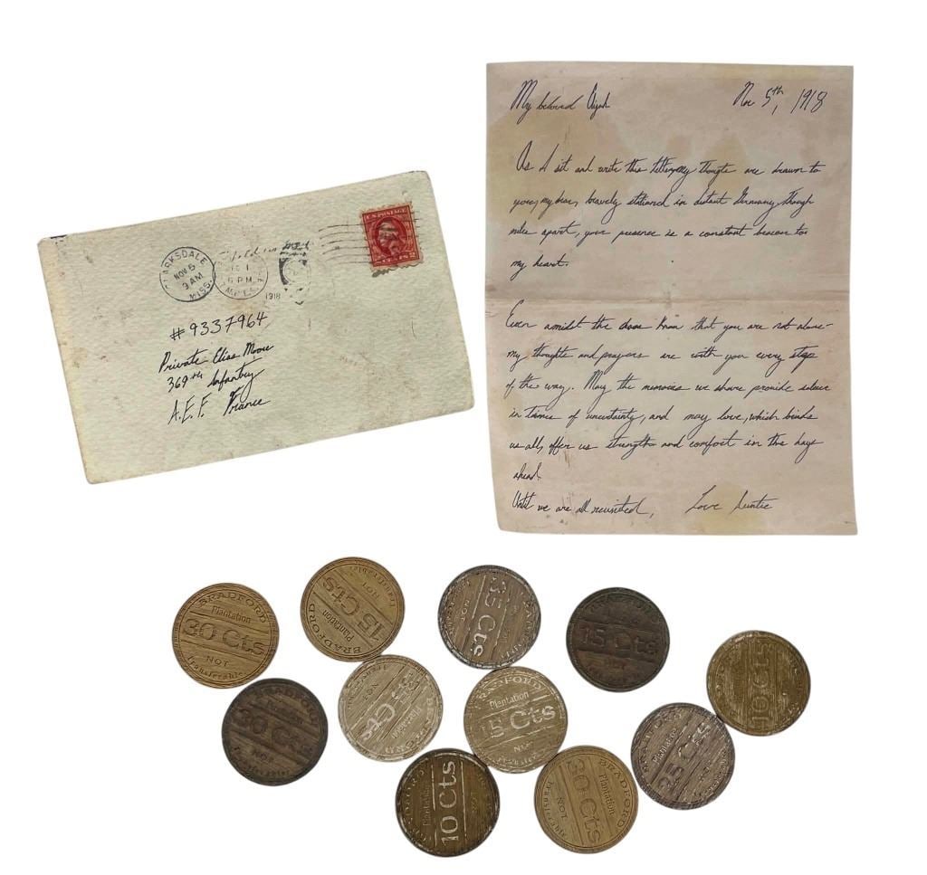 Sinners (2025) - Set of 11 Plantation Coins and Letter/Envelope: Sinners (2025) - Set of 11 Plantation Coins and Letter/Envelope.Original set of 11 plantation coins and letter/envelope used in the production of the Ryan Coogler directed horror film 'Sinners'