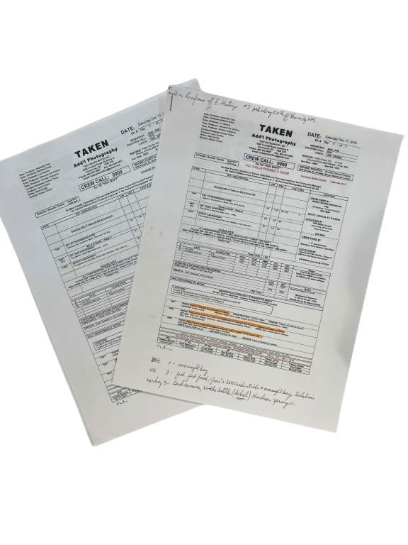 Taken (2017[x=#8211/]2018) - Call Sheets: Taken (2017[x=#8211/]2018) - Call Sheets.Original call sheet with hand written annotation used on the Luc Besson produced action-thriller television series 'Taken' (2017[x=#8211/]2018), based on the T
