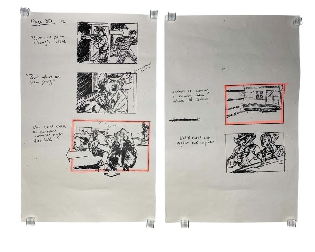 Tremors 2: Aftershocks (Phil Tippett Collection 1996) - Storyboard Sheets - Lot B (1 of 1)