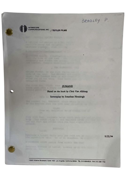 Jumanji (1995) - Bradley Pierce Used Script (1 of 2)