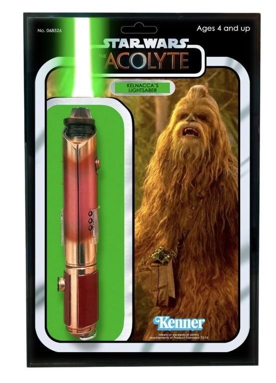 Star Wars - The Acolyte (2024) - Wookiee Jedi Master Kelnacca & Jecki Lon Lightsaber: Star Wars - The Acolyte (2024) - Wookiee Jedi Master Kelnacca & Jecki Lon Lightsaber.Made of resin.Tip of the saber was cut off in the lightsaber battle with "Jecki Lon" (Dafne Keen) and "The