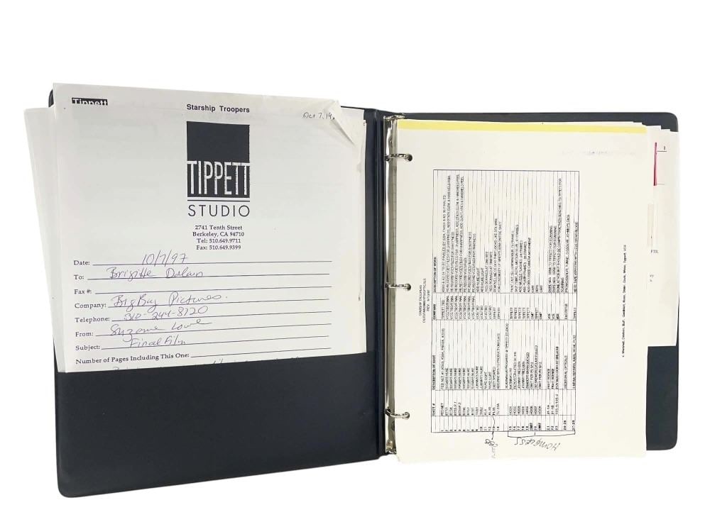 Starship Troopers (Phil Tippett Collection 1997) - Tippett Studio SFX Folder (126 Pages) (1 of 8)