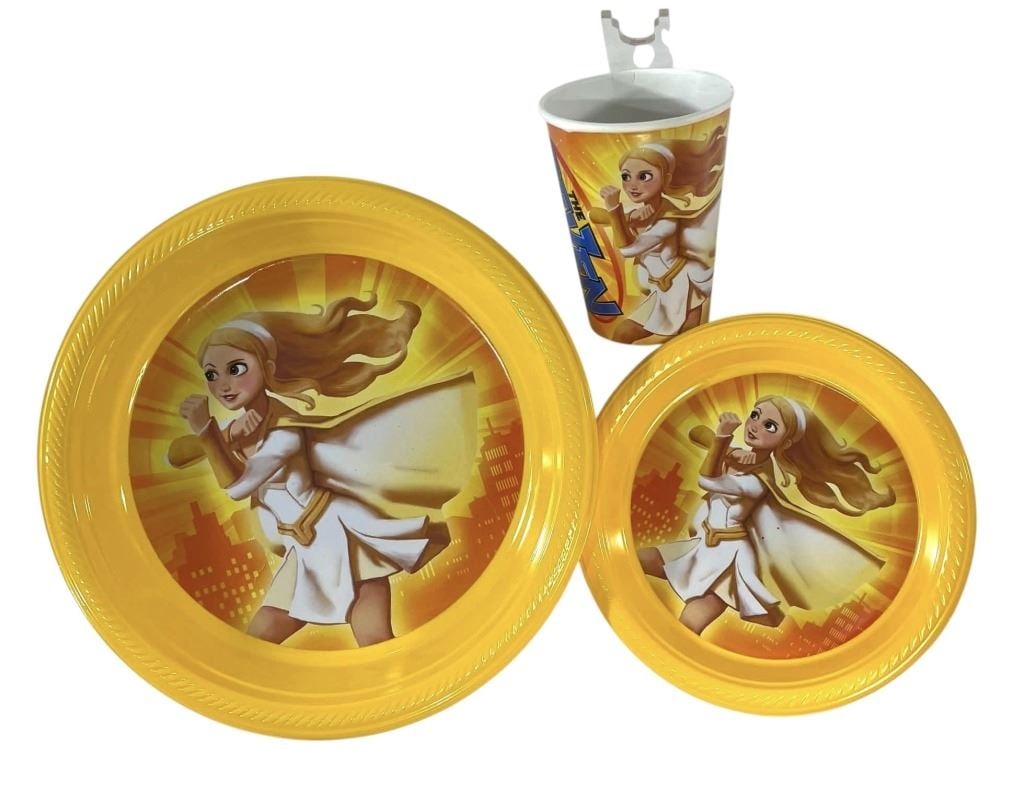 The Boys (2019[x=#8211/]2026) - Vought-A-Burger Starlight Cup And Plates: The Boys (2019[x=#8211/]2026) - Vought-A-Burger Starlight Cup And Plates.Largest plate measures 10".Original Starlight Cup And plastic plates from the production of the Eric Kripke produced satirical 