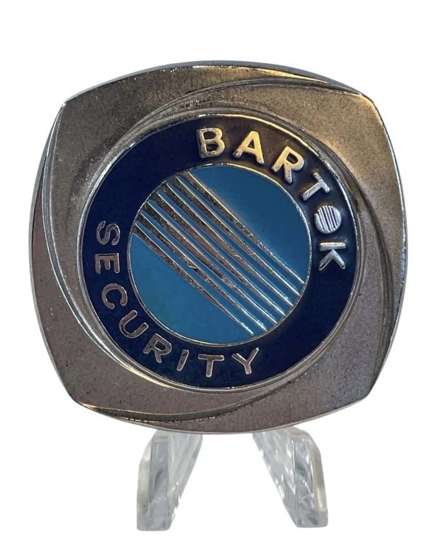 The Fly II (1989) - Barton Security Hat Badge: The Fly II (1989) - Bartok Security Hat Badge.Original custom made for the production badge worn by the Bartok security force in the Chris Walas directed science fiction horror film 'The Fly II' (1989