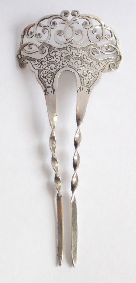 Victorian Sterling Silver Hair Comb with  Fretted and (1 of 1)