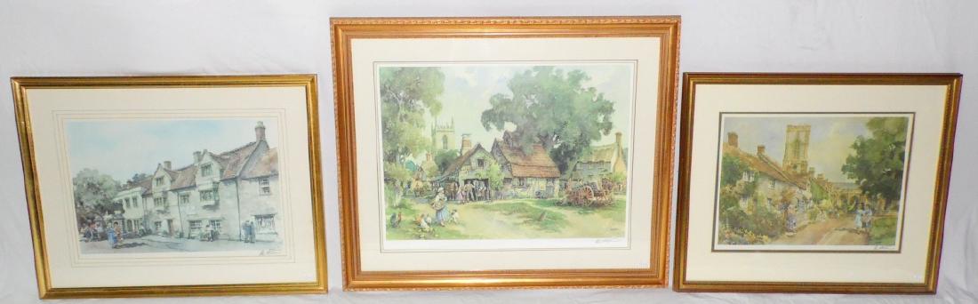 Eric Richard Sturgeon ( 1920-1999) Framed Prints.: Eric Richard Sturgeon ( 1920-1999) Signed Prints Framed under glass. Signed Eric Sturgeon lower right in pencil. 'Country Scene' 27 x 33 inches, Village Scene 22 x 26 inches & Market Scene 22 x 28 cm