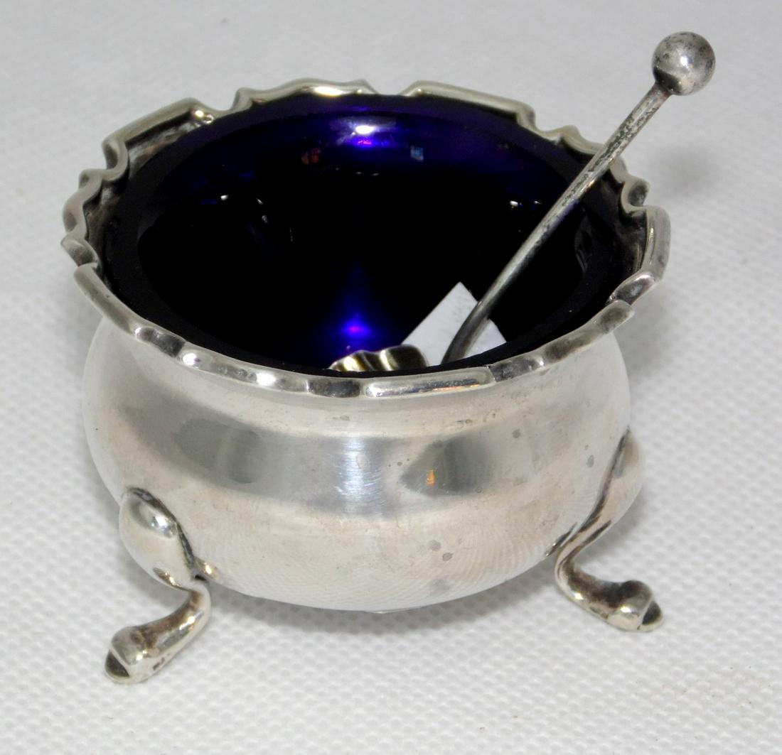 Antique Silver Open Salt Cellar & Spoon (1 of 1)