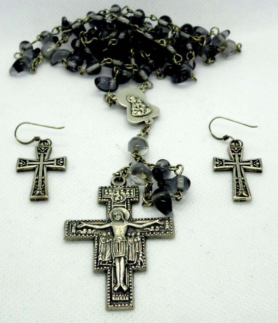 A Pair of Sterling Silver Crucifix Hoop Earrings (1 of 1)