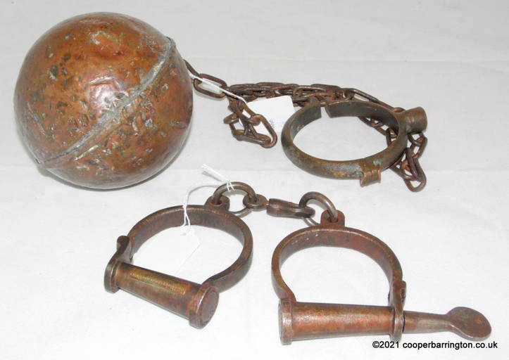 Antique Ball And Chain Leg Shackle/handcuffs