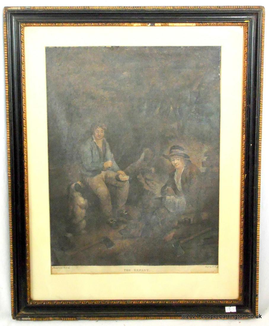 William Ward after George Morland Repast Mezzotint: William Ward, (1766-1826), after George Morland, (1763-1804), 'The Repast', Mezzotint. Framed under glass 65 x 51.5 cm.