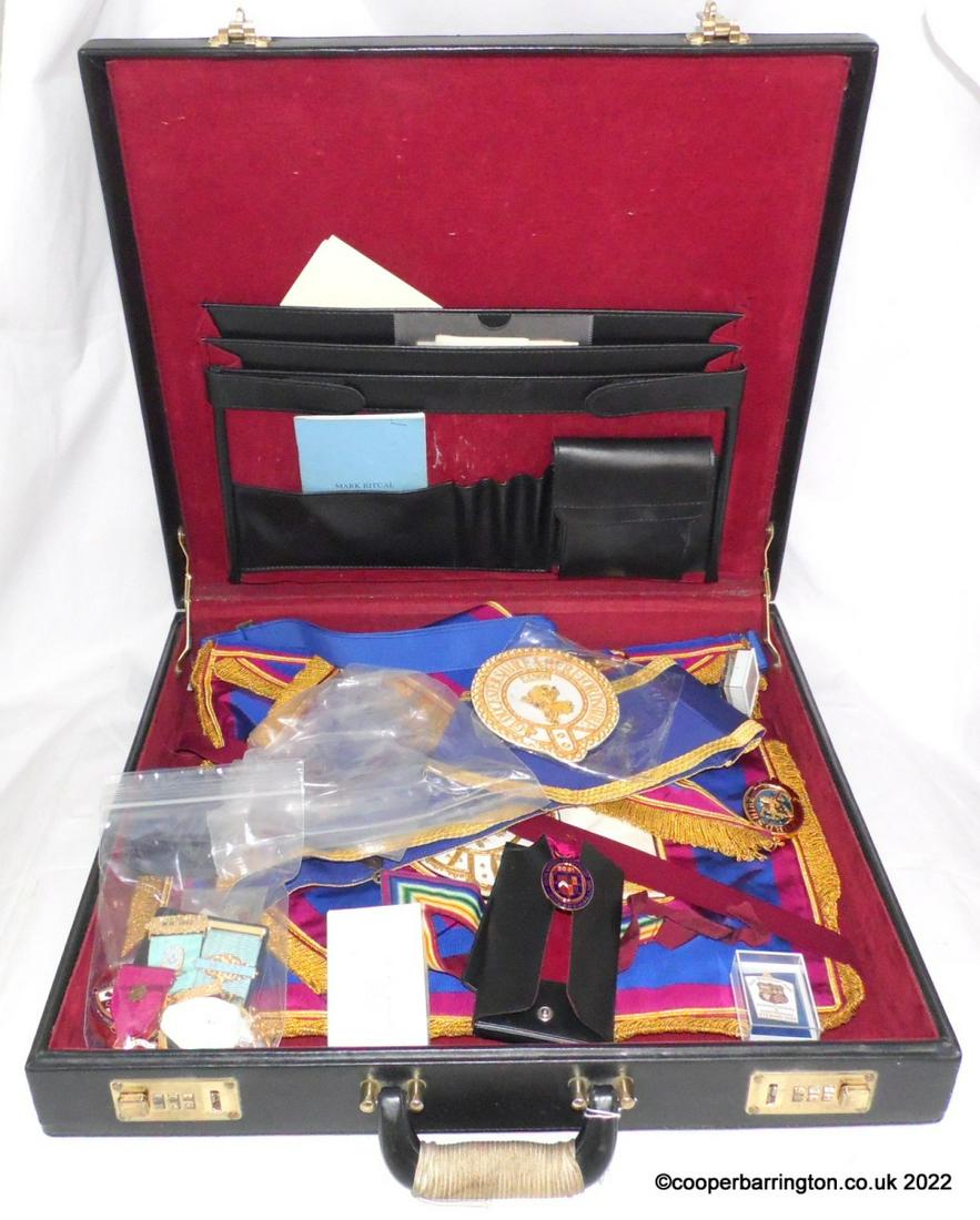 Cased Collection of Masonic Regalia: Cased Collection of Masonic Regalia to Include: Medals.Vest . Cufflinks.Tie Pin and Badges.