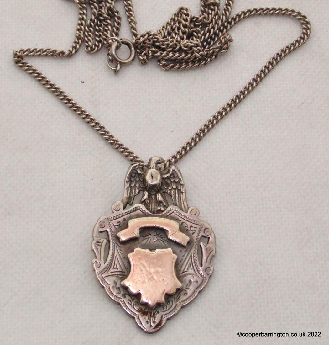 Victorian Silver /Gold Eagle Mounted  Fob Necklace (1 of 2)