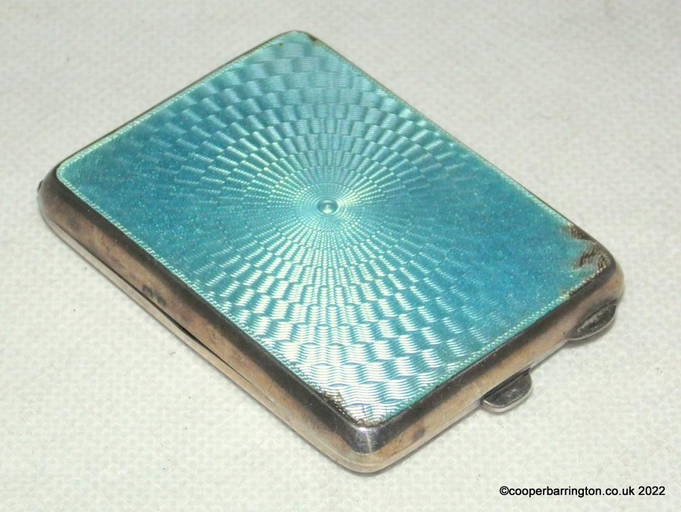 KGV Silver and Guilloche Blue Enamel Match Holder (0364) on Feb 26