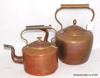 Two Victorian Copper Kettles. 19th Century: Two Victorian Copper Kettles. 19th Century. (2 Items)