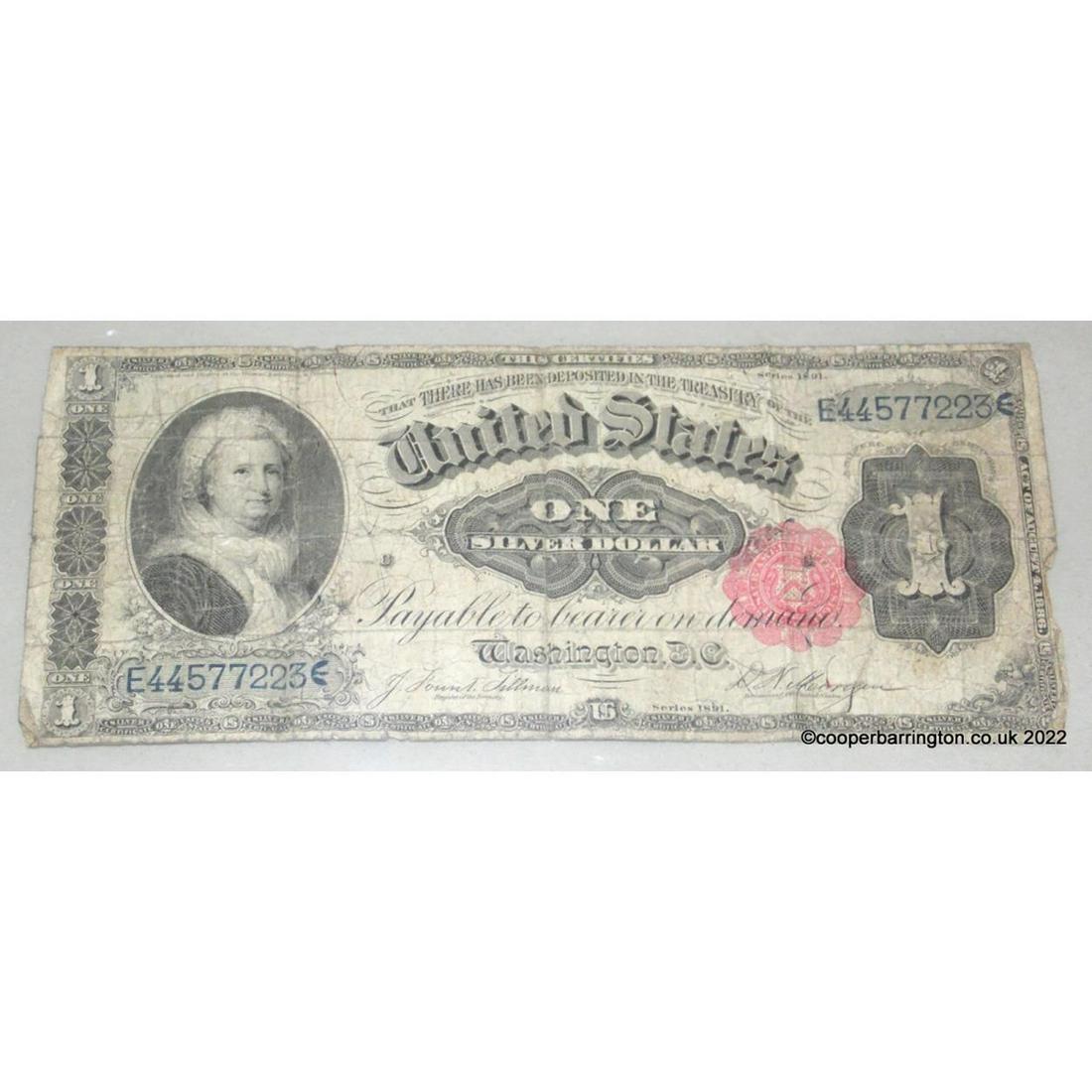 US 1891 $1 Silver Dollar Martha Washington Note (1 of 3)