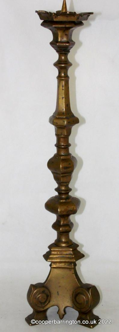 Large Cast Brass Picket Candlestick. (1 of 1)