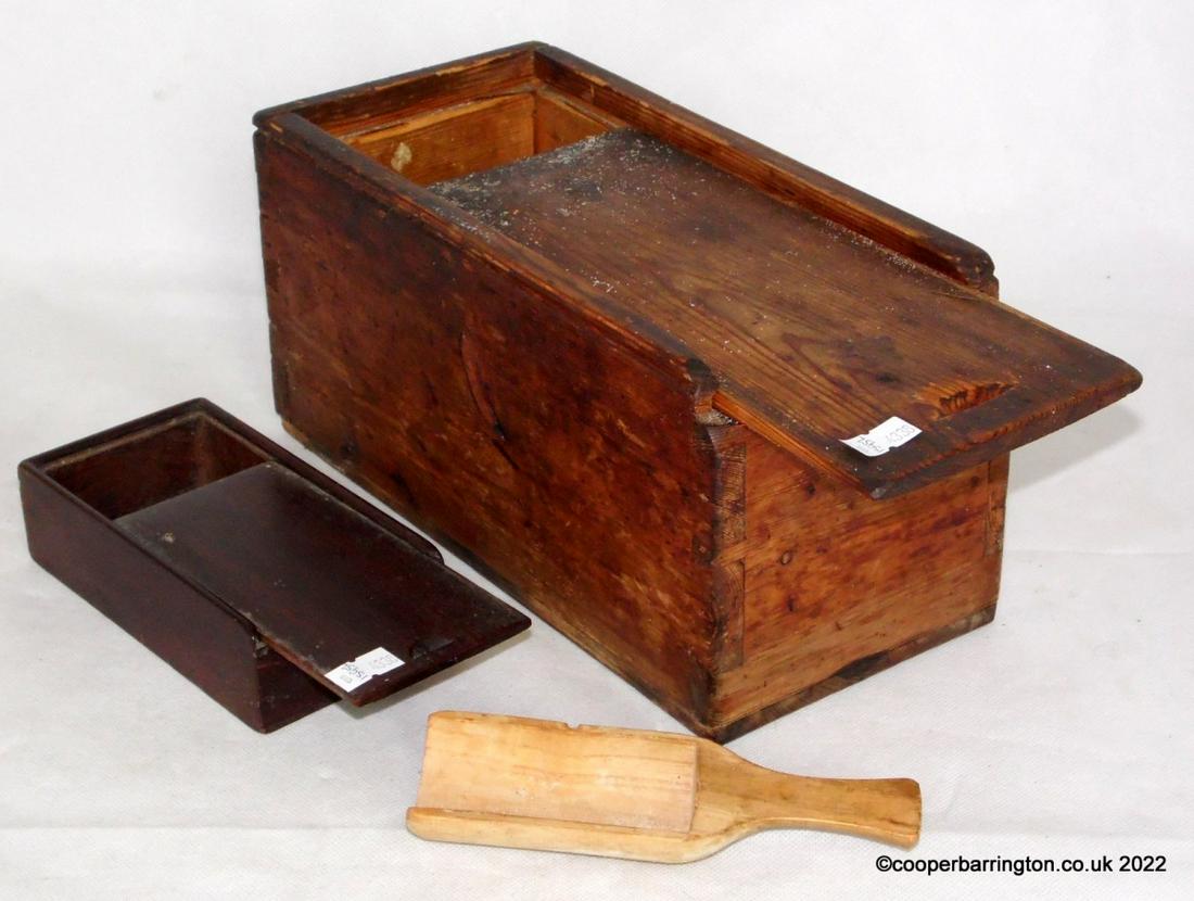 Pine Salt Box, Shovel and Mahogany Box (1 of 2)