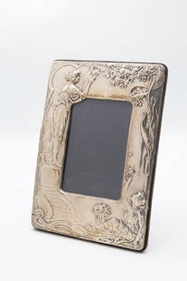 Art Nouveau Sterling Silver Frame, John Bull: Sterling Silver Art Nouveau picture frame bears markers for John Bull Birmingham. 9.5" x 7"