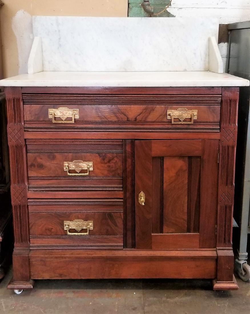 American Eastlake Marble Top Walnut Washstand (1 of 8)