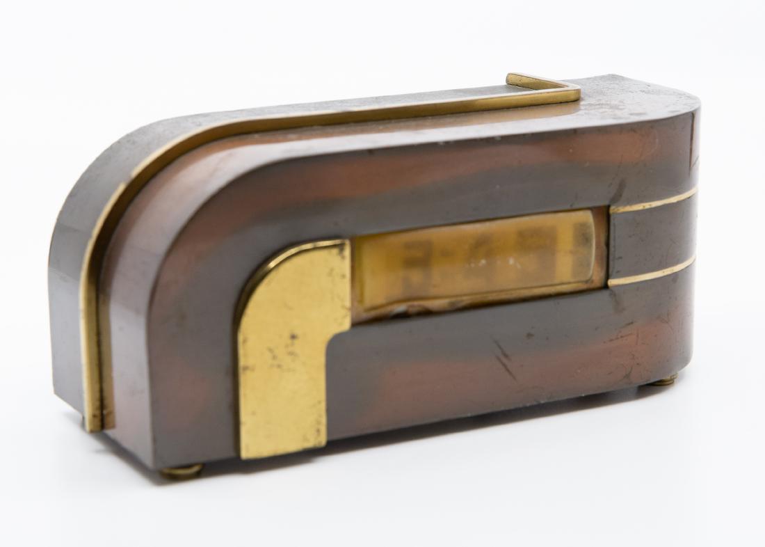 Kem Weber Zephyr Digital Clock: Kem Weber Zephyr digital clock circa 1934 with Larson label and IBM Gallery exhibition information Plugged in and working at the timeof testing but accuracy functionality not warranted