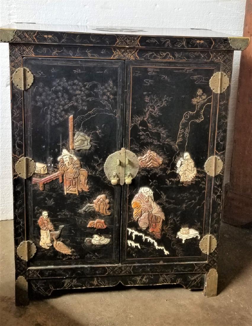 Lacquered and Paint Decorated Hard Stone Cabinet (1 of 10)