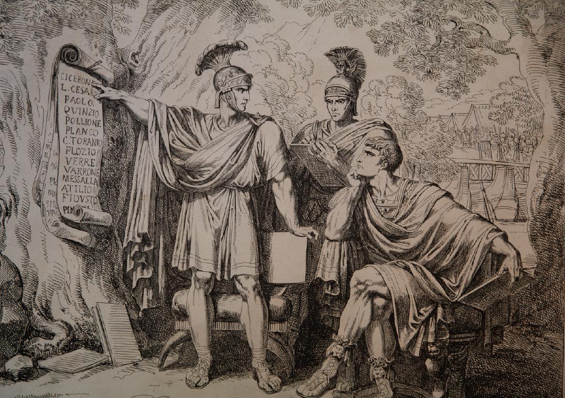 History Of Rome - Pinelli: Etching on woven paper depictiong the history of Rome by Bartolomeo Pinelli 1816. Approx22"x17"