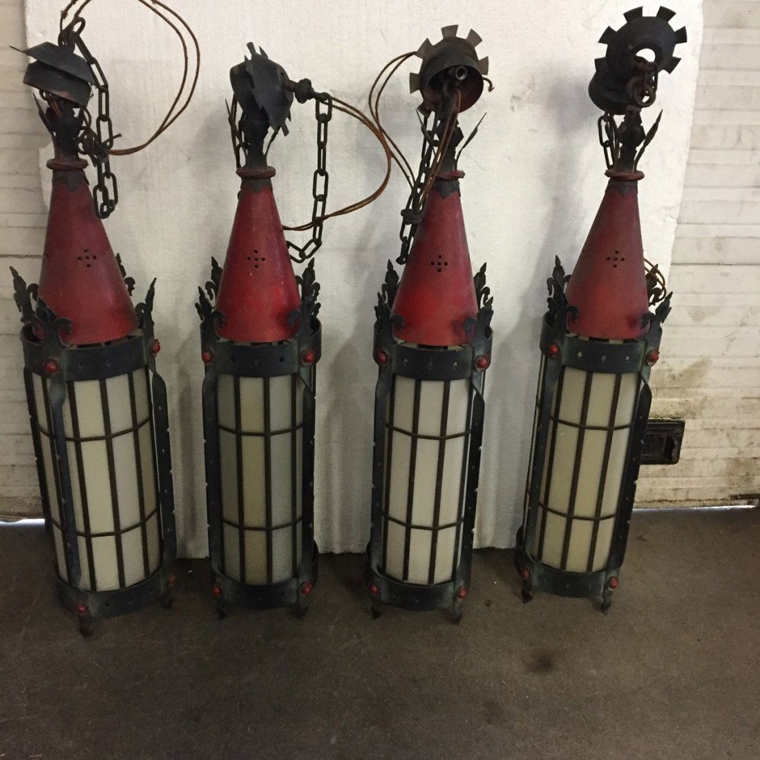 Rare Set of 4 1890's Am. Gothic Lantern Lights (1 of 4)
