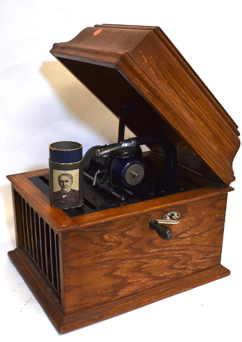 Edison Amberola oak cylinder oak cased talking machine: Antique all original working Edison Amerola cylinder talking machine in oak case 13"h x 12 1/2"w x 15"d