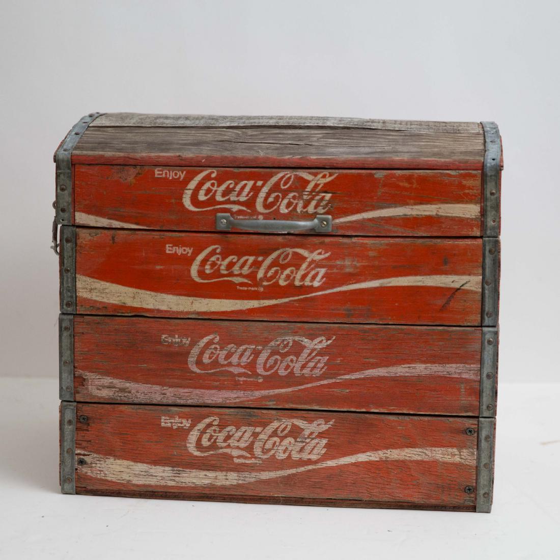 intage Coca Cola Wooden Crate Chest: Vintage Coca Cola Wooden Crate Chest Hinged Box Trunk Approx 18.5"w x 12"d x 16"h