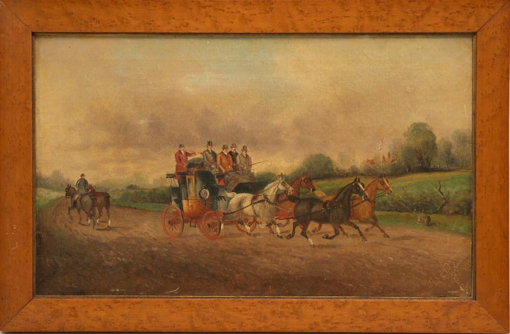 Philip Henry RideoutÂ Stage and Four Horses Signed Oil: Philip Henry Rideout (1860-1920): Stage and Four Horses Oil on canvas, 1893, signed 'Phil H. Rideout' and dated lower right. 12 x 20 in., 15 x 23 in. (frame).