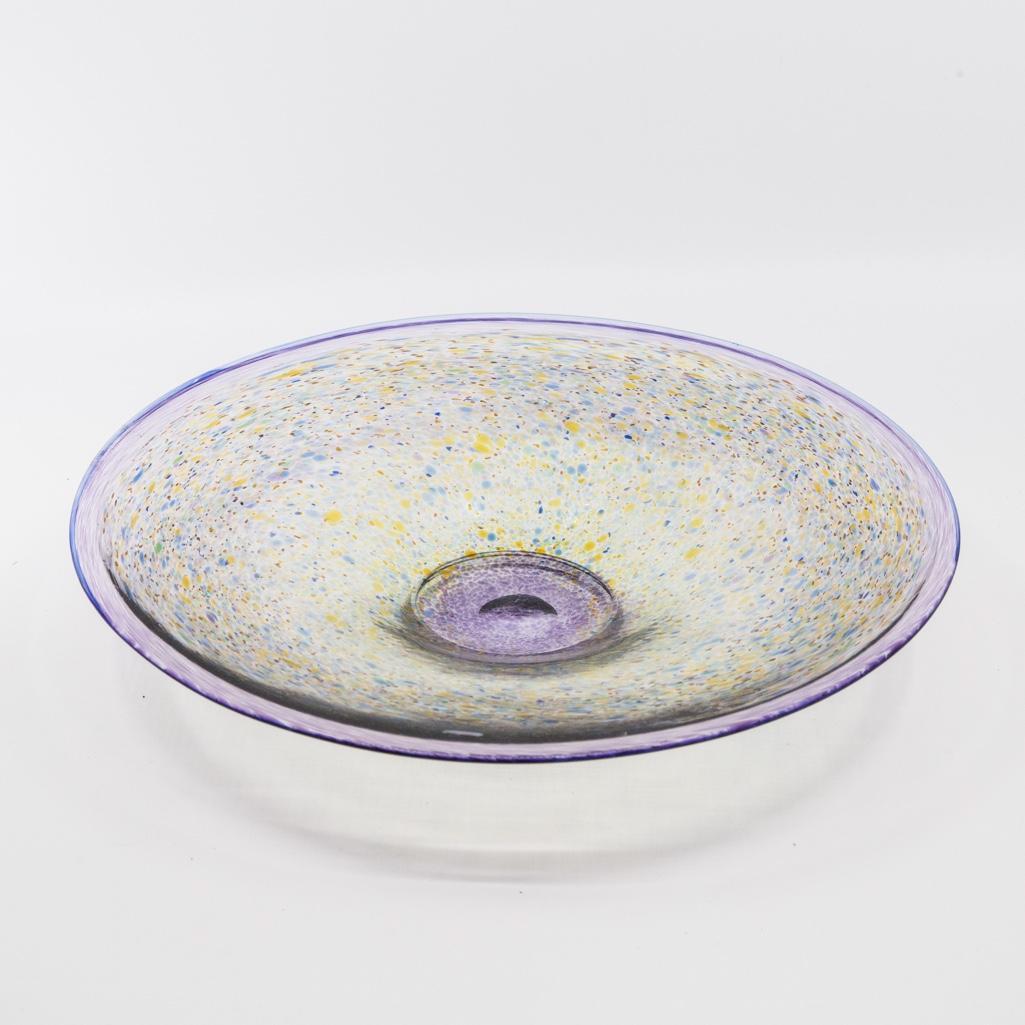 20th Century Ulrica Vallien Art Glass Charger For Kosta: Kosta BodaÂ 20 Century ModernÂ art glass footed charger by UlricaÂ Vallien,Â artist signed approx 12" in diameter