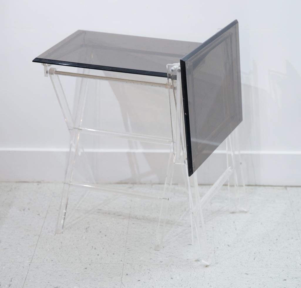 Mid Century Smoke and Clear Lucite TV Stands (1 of 8)