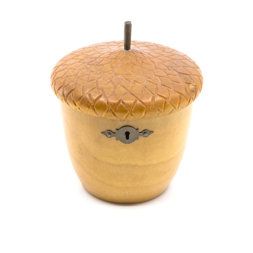 Antique Acorn Shaped Carved Tea Caddie (1 of 4)