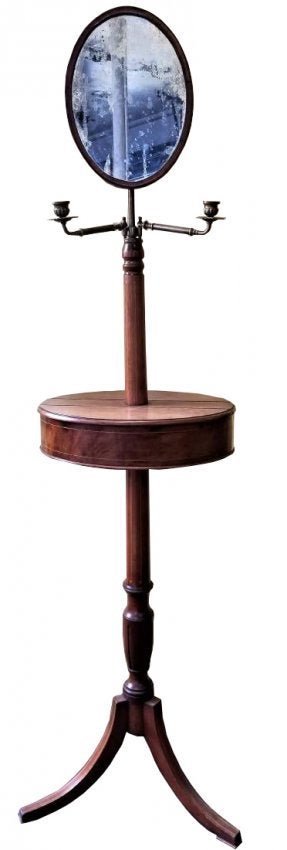 Ca. 1870 American mahogany banded inlaid shaving stand (1 of 7)