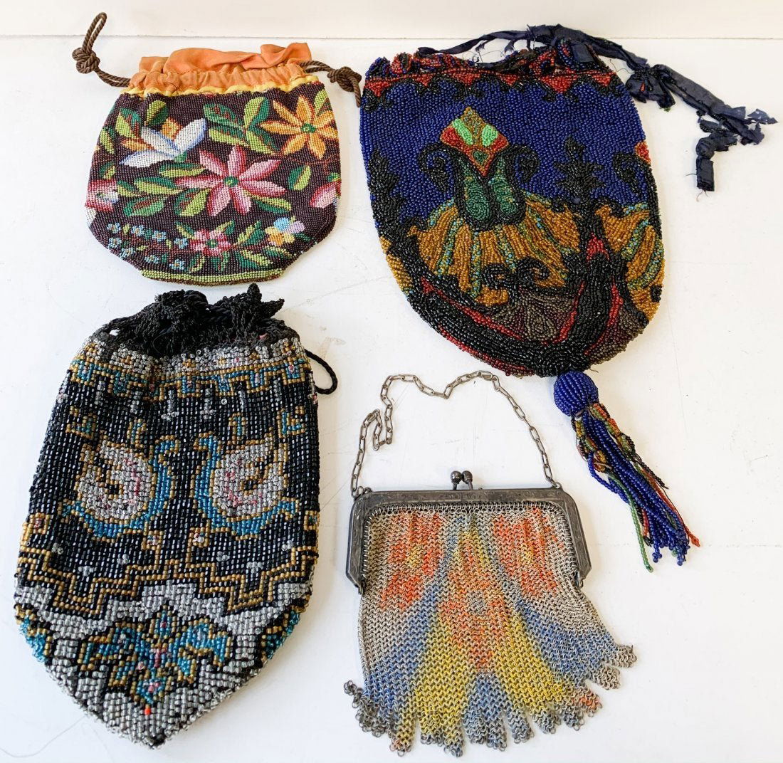 Lot of 4 antique beaded and meshed lady's bags (1 of 4)
