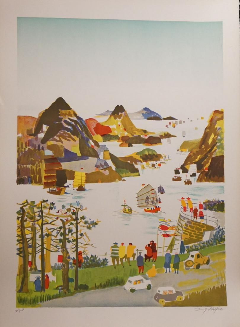 Dong Kingman Yellow River: Artist: Dong Kingman Title: Yellow River Dimensions: 29.25 in. by 29.5 in. Edition:227/250 Medium: Lithograph Condition: Excellent Signature Details: