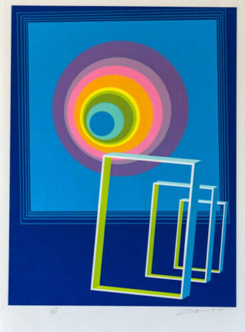 Rita Simon Spacescape: Artist: Rita Simon Title: Spacescape Year: 1978 Dimensions: 26 in. by 36 in. Edition: From the limited edition of 300 Medium: Screenprint Condition:<