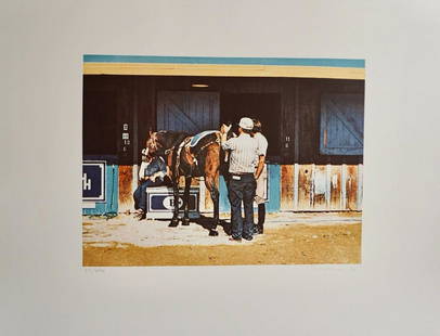 Richard McLean Lucky Penny Horse Stable: Artist: Richard McLean Title: Lucky Penny Year: 1979 Dimensions: 22.5 in. by 29.75 in. Edition: From the limited edition of 250 Medium: Lithograph Co