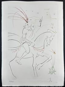 Salvador Dali, 'La Quete du Graal Viviane et Lancelot di Lac',  Hand Signed Limited Edition Etching