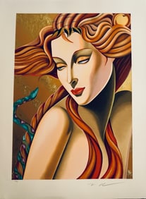 Robert Moser Eve Hand Signed Serigraph with Gold-Foil Stamping