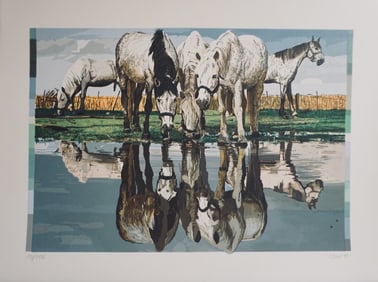 Fran Bull Horses of The Camargue Hand Signed Silkscreen