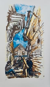Chiam Gross New England Street Scene Hand Signed Lithograph