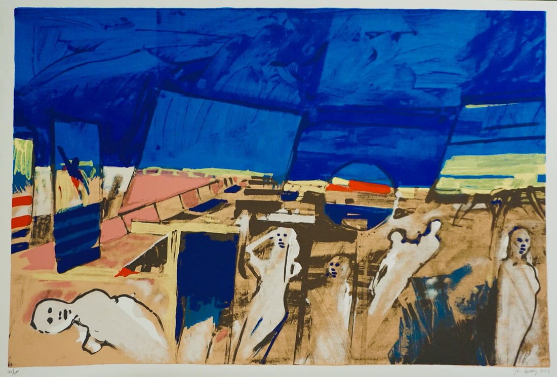 John Hultberg Actors Hand Signed Serigraph: Artist: John Hultberg Title: Actors Year: 1977 Dimensions: 38 in. X 26 in. Edition: From the edition of 200 Medium: Serigraph on Paper Signature: Hand Signed by John Hultberg Condition: Excellent