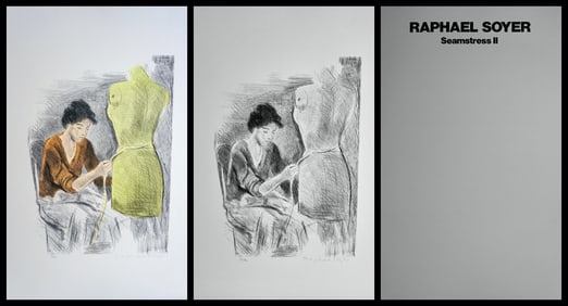 Raphael Soyer Seamstress II 2 Piece Hand Signed Suite