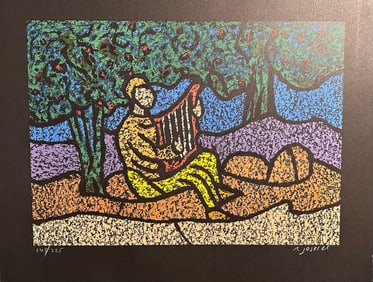 Amos Yaskil Flute Player Hand Signed Lithograph